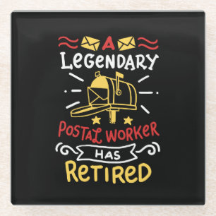 Retired Postal Worker Mailman Retirement Gift Glass Coaster