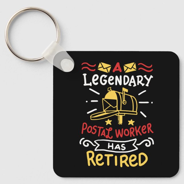 Retired Postal Worker Mailman Retirement Gift Keychain (Front)