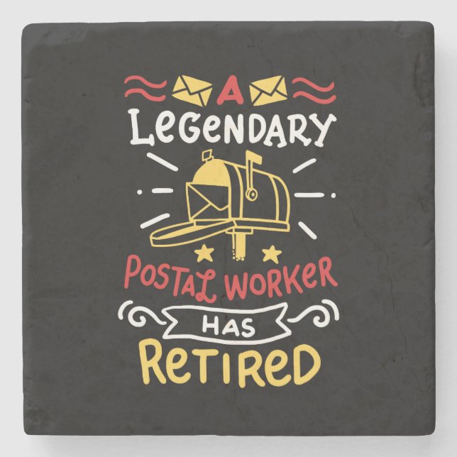Retired Postal Worker Mailman Retirement Gift Stone Coaster (Front)
