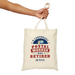 Retired Postal Worker Mailman Retirement Keepsake Tote Bag<br><div class="desc">Personalize this cute and lovely parting gift mailman retirement gag that says "A Legendary Postal Worker Has Retired" by clicking the "Personalize button above. 

Makes a great gift for your letter carrier who's been delivering your mail over the years. Perfect for family members too</div>