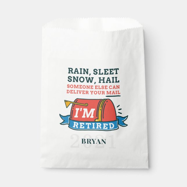 Retired Postal Worker Mailman Retirement Party Favour Bag (Front)