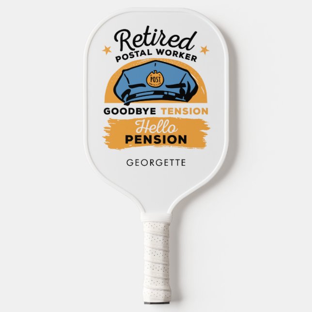 Retired Postal Worker Personalized Retirement Gag Pickleball Paddle (Front)