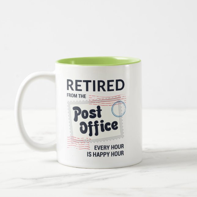 Retired Postal Worker Retirement Mailman Novelty Two-Tone Coffee Mug (Left)