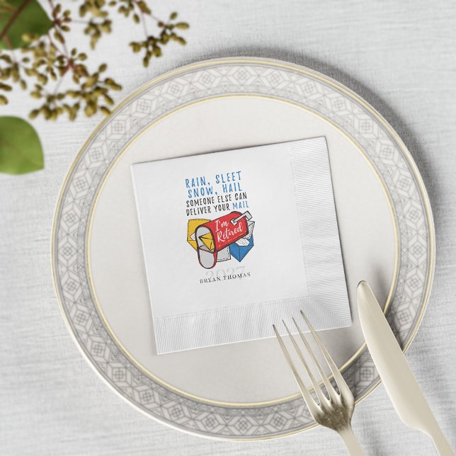 Retired Postal Worker Retirement Party Mailman Napkin (Creator Uploaded)