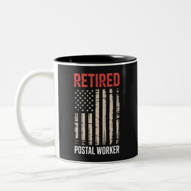 Retired Postal Worker Retirement Two-Tone Coffee Mug (Left)