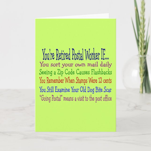 Retired Postal Worker Sayings T-Shirts & Gifts Card (Front)