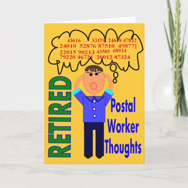 Retired Postal Worker "Thoughts" Funny Zip codes Card (Front)