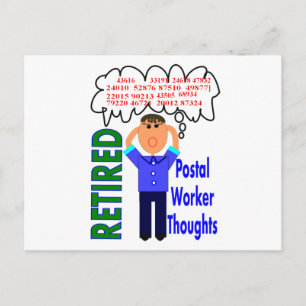 Retired Postal Worker "Thoughts" Funny Zip codes Postcard