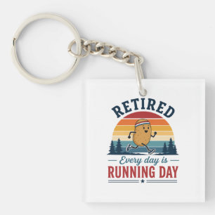 Retired Running Potato Every Day Is Running Day Keychain