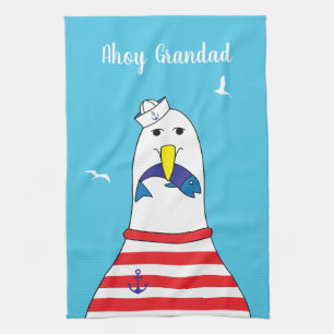Retired Sailor Ex Mariner Seagull Character Kitchen Towel