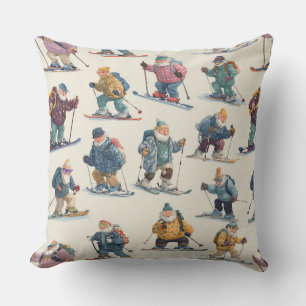 Retired Santa Claus North Pole Ski Club Throw Pillow