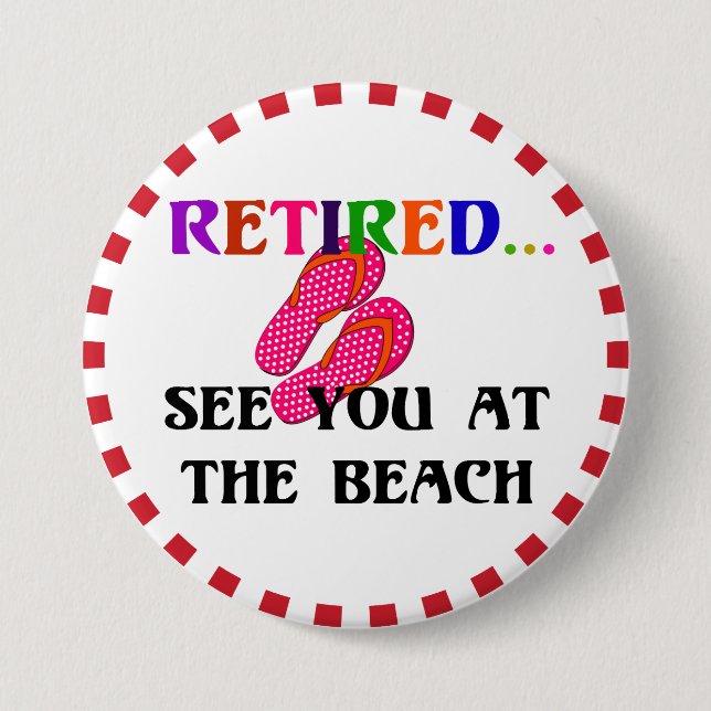 Retired - See You at the Beach, Pink Flip Flops 3 Inch Round Button (Front)
