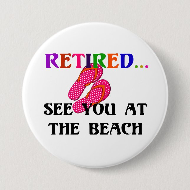 Retired - See You at the Beach, Pink Flip Flops 3 Inch Round Button (Front)