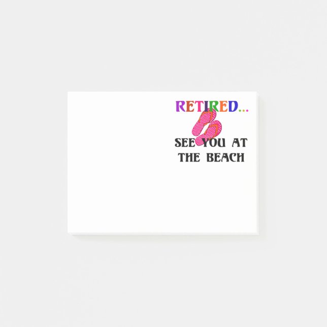 Retired: See You at the Beach, Pink Flip Flops Post-it Notes (Front)