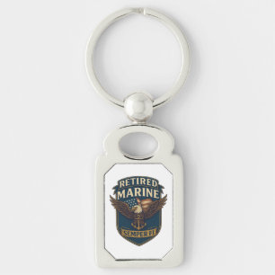 Retired Semper Fi Marine over eagle & flag Keychain
