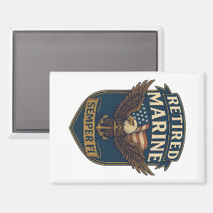 Retired Semper Fi Marine over eagle & flag Magnet
