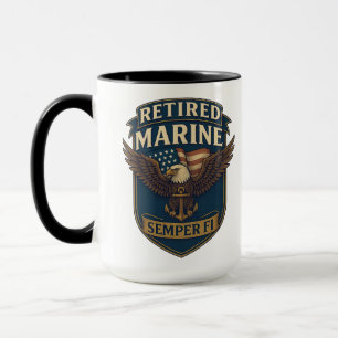 Retired Semper Fi Marine over eagle & flag Mug