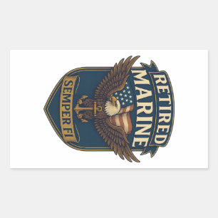 Retired Semper Fi Marine over eagle & flag Sticker