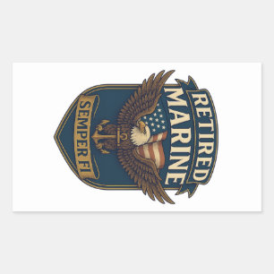 Retired Semper Fi Marine over eagle & flag Sticker
