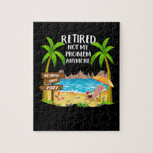 Retired Since 2022 Funny Retired by the Beach Jigsaw Puzzle