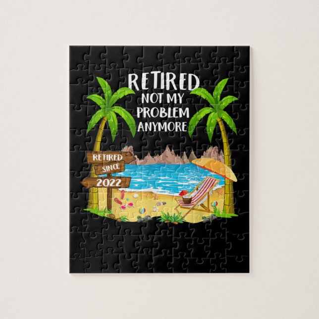 Retired Since 2022 Funny Retired by the Beach Jigsaw Puzzle (Vertical)