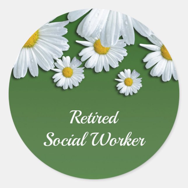 Retired Social Worker, floral design, Classic Round Sticker (Front)