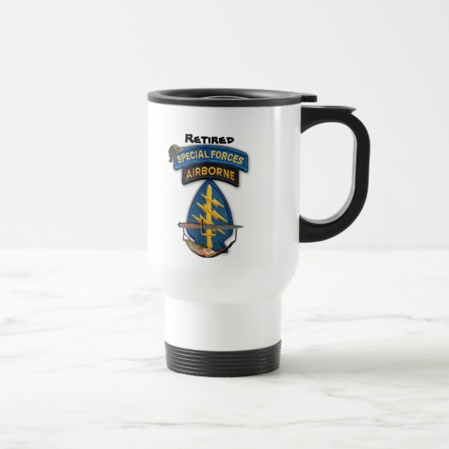 Retired special forces green berets patch travel mug (Right)