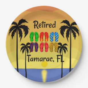 Retired...Tamarac, FL, tropical design, Paper Plate