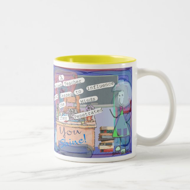 Retired Teacher Art Gifts Two-Tone Coffee Mug (Right)