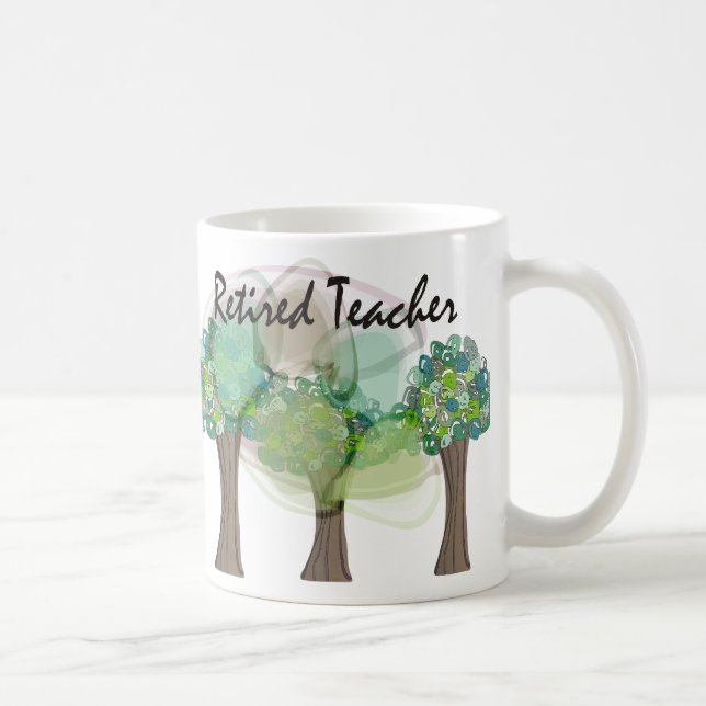 Retired Teacher Artsy Trees Design Gifts Coffee Mug (Right)