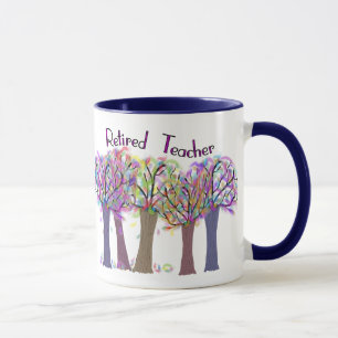 Retired Teacher Artsy Trees Design Mug