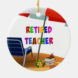 Retired Teacher, Beach Scene (revised) Ceramic Ornament