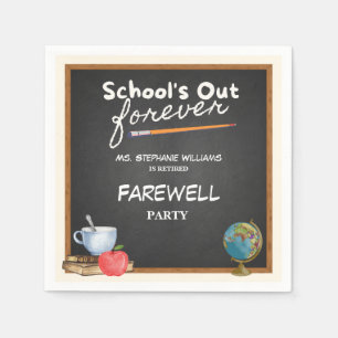 Retired Teacher Chalkboard Farewell Party Napkin