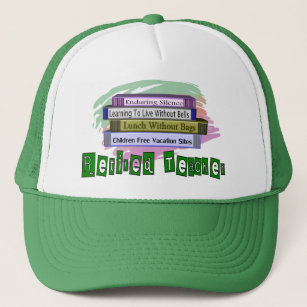 Retired Teacher (Funny Stack of Books Design) Trucker Hat