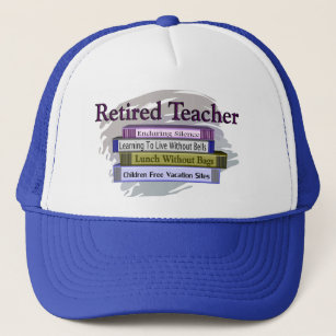 Retired Teacher "Funny Stack of Books" Design Trucker Hat