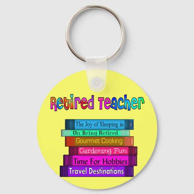 Retired Teacher Gifts Stack of Books Design Keychain (Front)