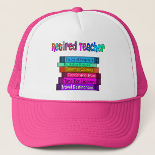 Retired Teacher Gifts Stack of Books Design Trucker Hat