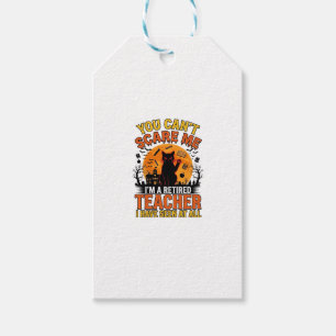 Retired Teacher Halloween Cat Vintage Shirt Design Gift Tags
