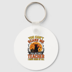 Retired Teacher Halloween Cat Vintage Shirt Design Keychain