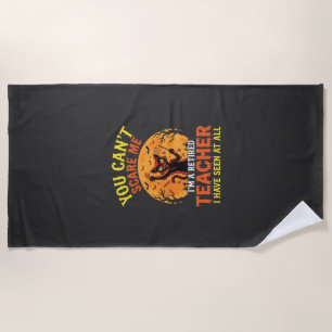 Retired Teacher Halloween Pumpkin Cat Design_1 Beach Towel
