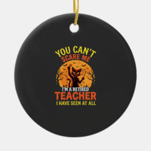 Retired Teacher Halloween Pumpkin Cat Design_1 Ceramic Ornament