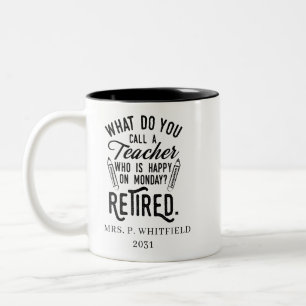 Retired Teacher Head of School Retirement Custom Two-Tone Coffee Mug