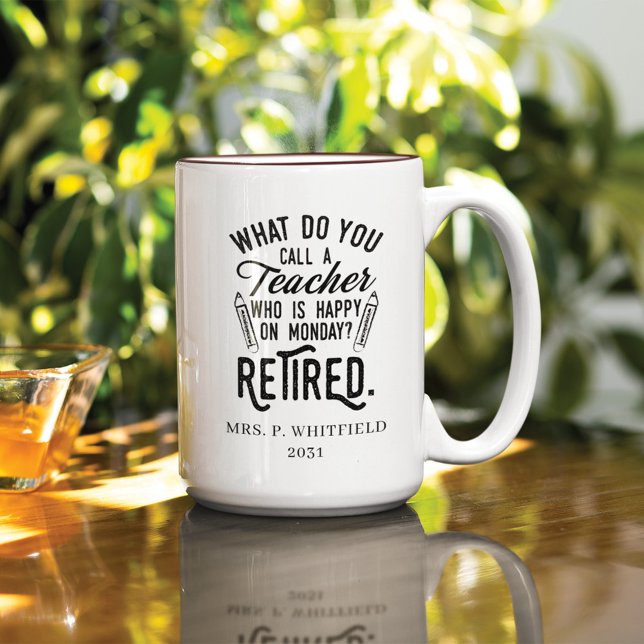 Retired Teacher Head of School Retirement Two-Tone Coffee Mug (Creator Uploaded)