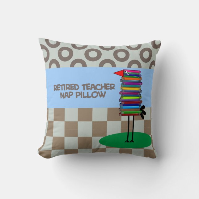 Retired Teacher Nap Pillow Book Bird (Front)