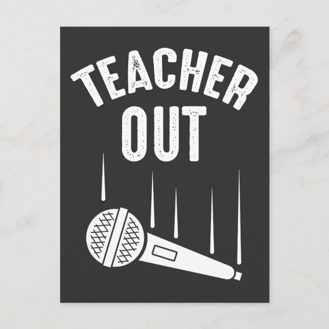 Retired Teacher Out Mic Drop Retirement Postcard (Front)