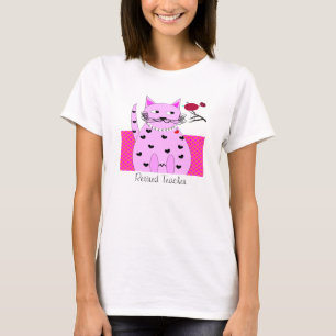 Retired Teacher T-Shirt Whimsical Pink Cat Bird