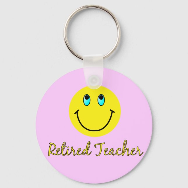 Retired Teacher YELLOW Keychain (Front)