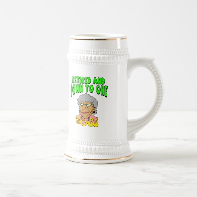 Retired To One Boss (2) Beer Stein (Right)