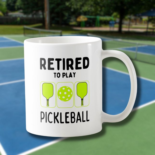 Retired to Play Pickleball Paddles and Ball  Coffee Mug (Creator Uploaded)