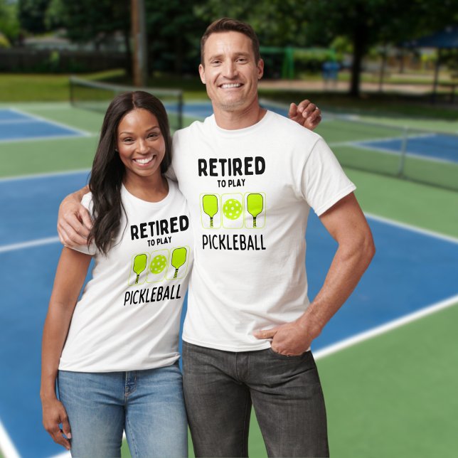 Retired to Play Pickleball Paddles and Ball  T-Shirt (Creator Uploaded)
